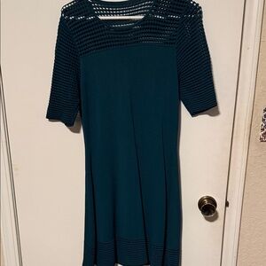 Nanette Lepore Teal Mesh Short Sleeve Dress
